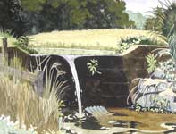 Painting by Eddie Flotte: Spillway On Kuerner's Pond