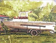 Painting by Eddie Flotte: Dewitt's Boat