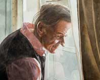 Painting by Eddie Flotte: Phoebie at the Window