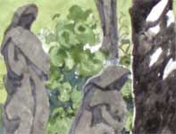Painting by Eddie Flotte: Statues in the Cemetery